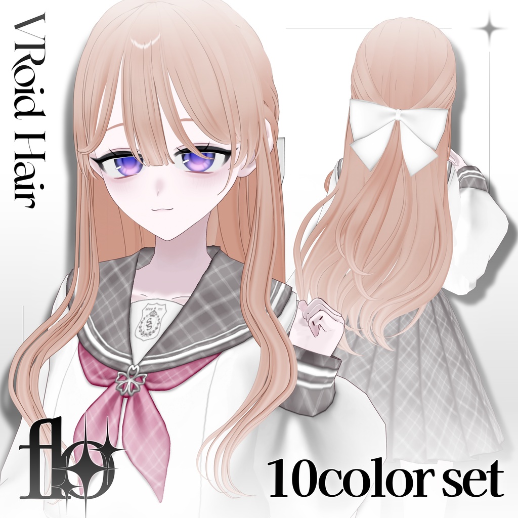 [#VRoid] Silky Ribbon Half up Hair