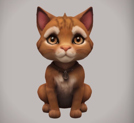 リアルなアニメ調の猫 3D素材 3Dモデル(.obj)