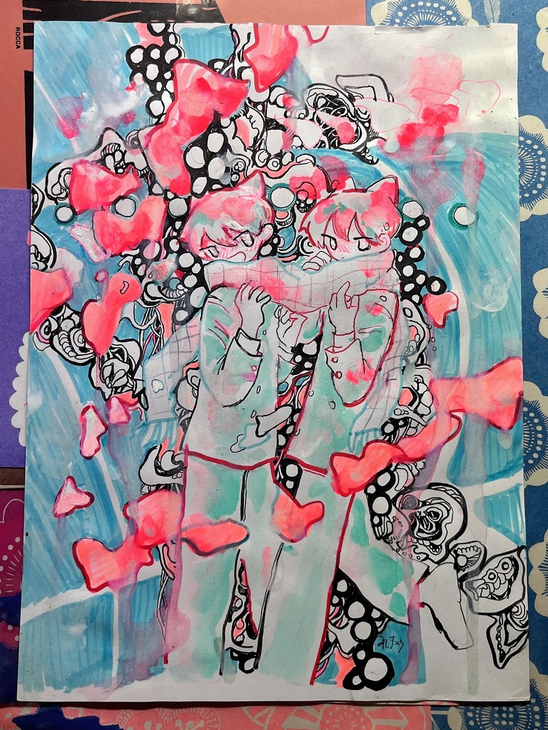 ドローイング原画「るんるん」