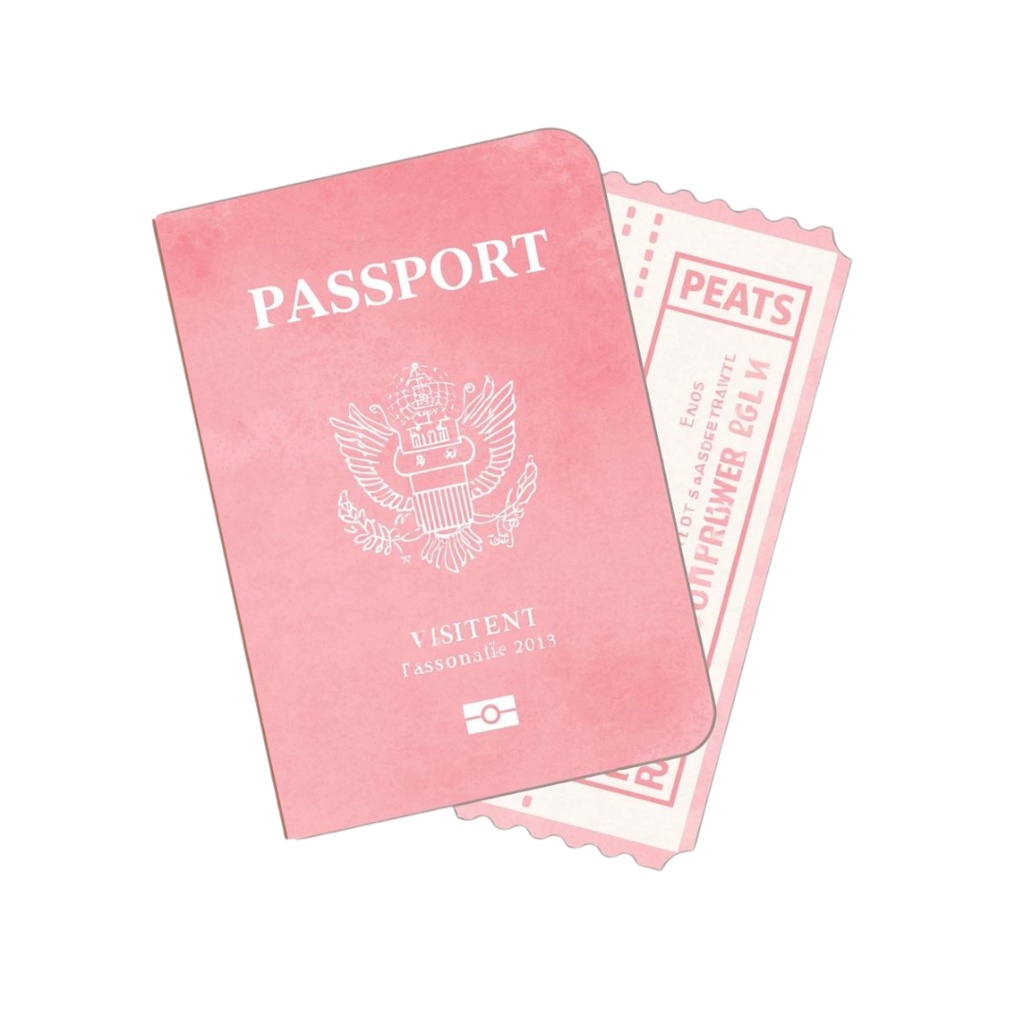 水彩画風 ピンクアンティーク旅行クリップアートセット(全10種類/PNG)