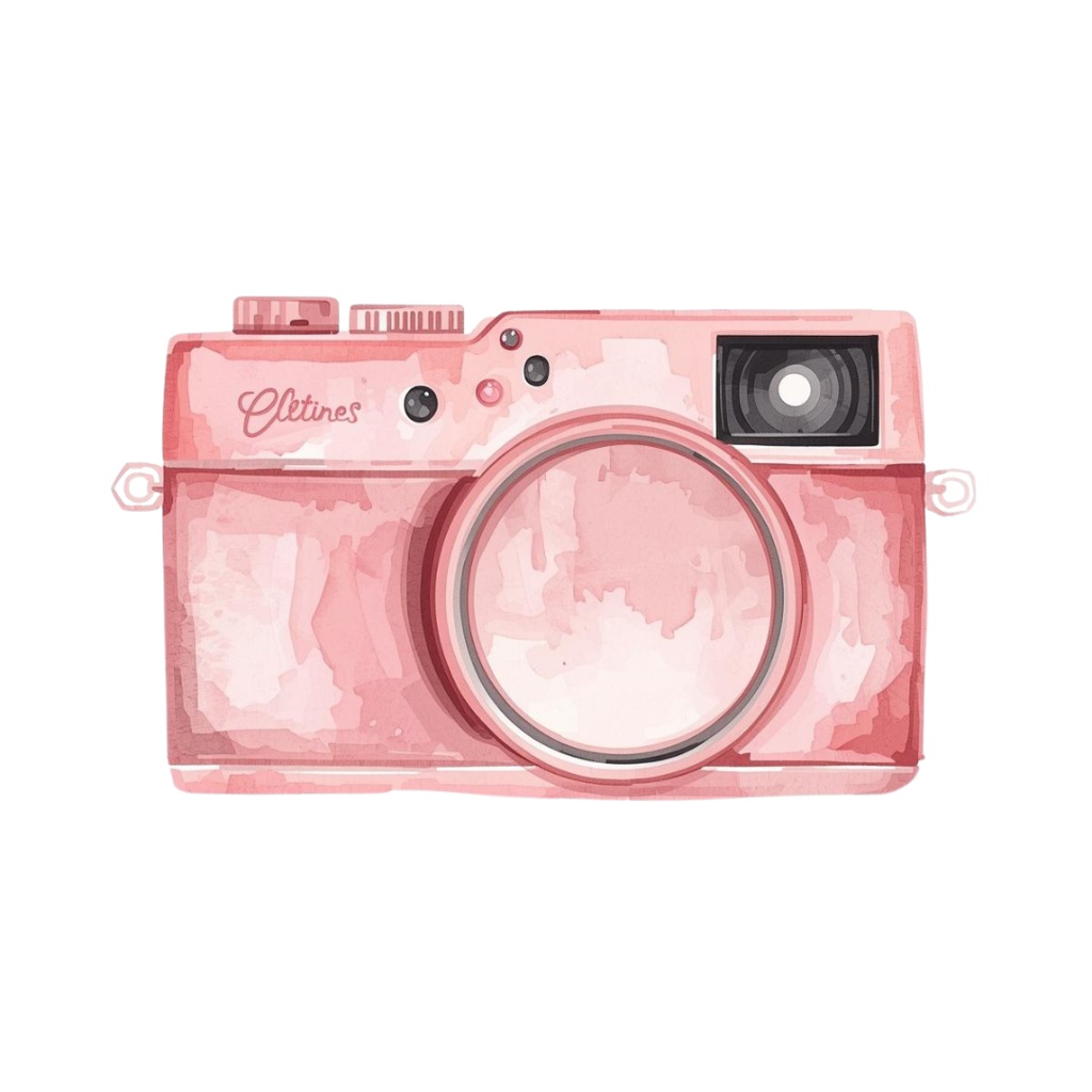 水彩画風 ピンクアンティーク旅行クリップアートセット(全10種類/PNG)