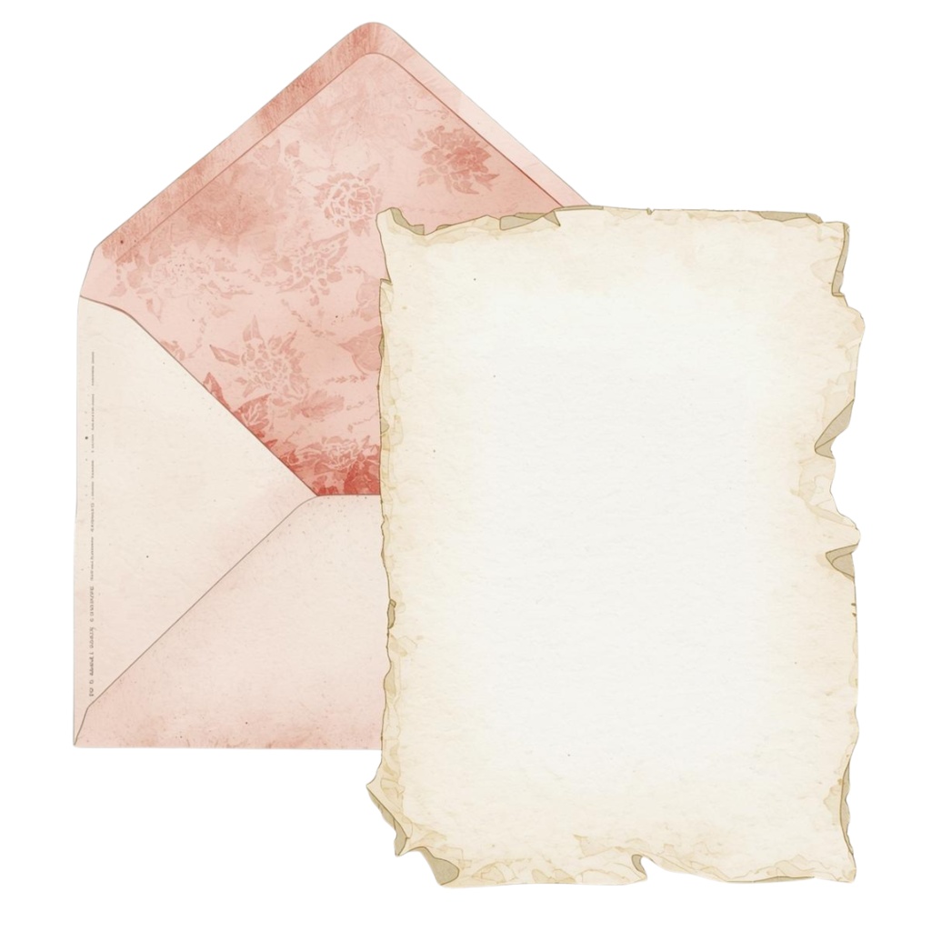 水彩画風 ピンクアンティーク文具クリップアートセット(全10種類/PNG)