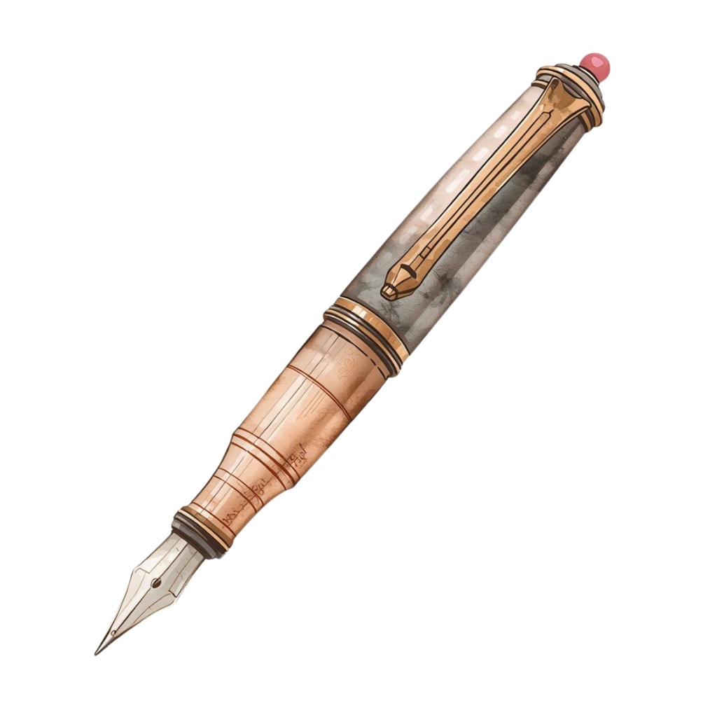 水彩画風 ピンクアンティーク文具クリップアートセット(全10種類/PNG)