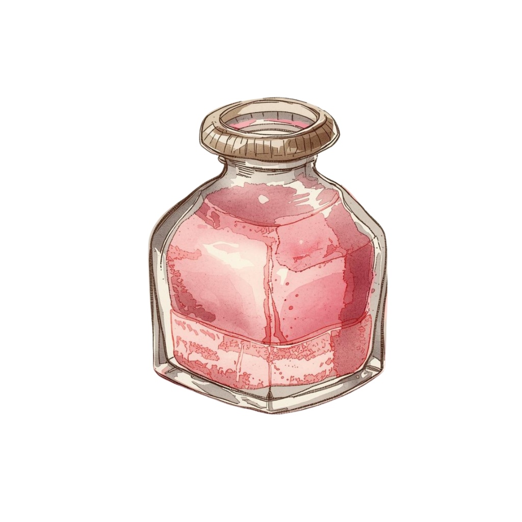 水彩画風 ピンクアンティーク文具クリップアートセット(全10種類/PNG)