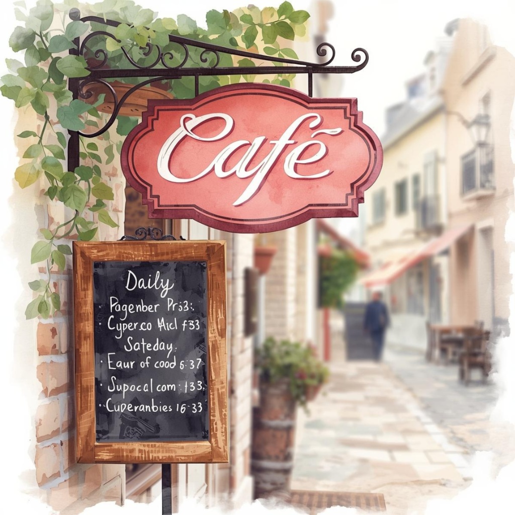 水彩画風 ピンクアンティーク カフェアイテム クリップアートセット(全10種類/PNG)