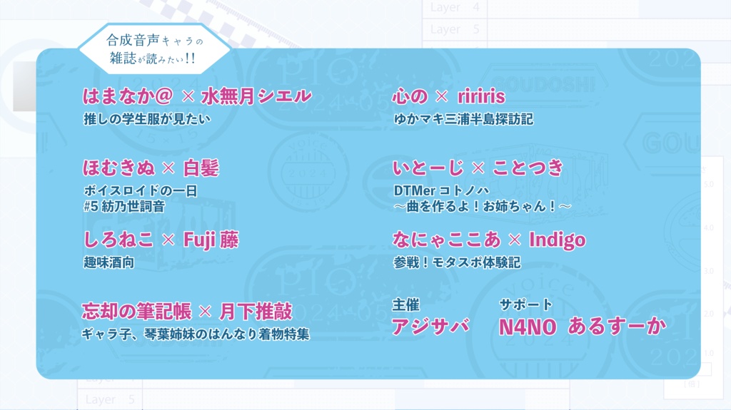 合成音声キャラの雑誌が読みたい!!