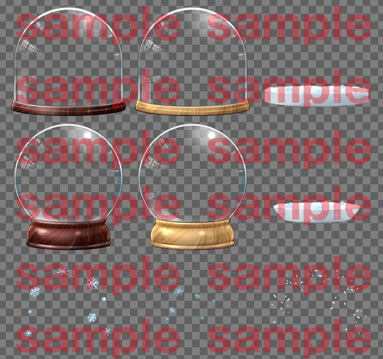 【透過PNG】スノードーム素材(小物つき)
