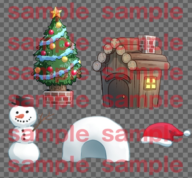 【透過PNG】スノードーム素材(小物つき)