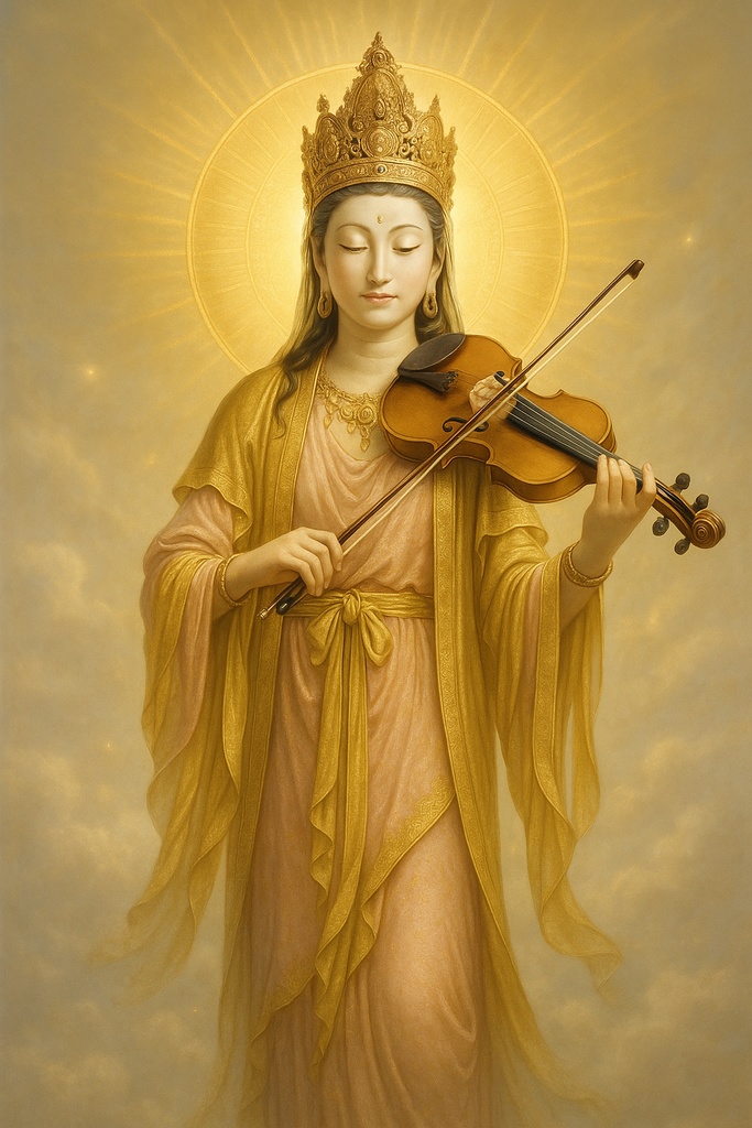 光音観音様バイオリンを奏でる癒しの観音様（デジタルアート）