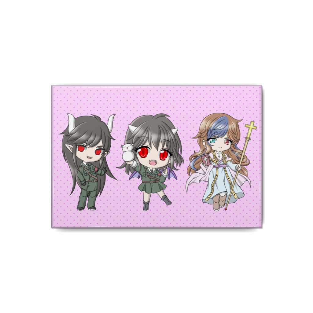 魔界缶バッジ四角_赤