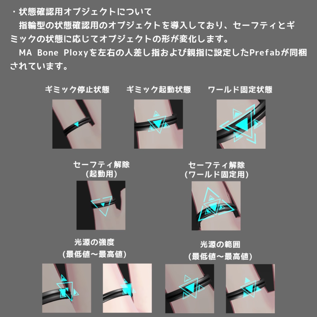 【MA設定済】ハンドサイン起動ライト【VRChat想定ギミック】