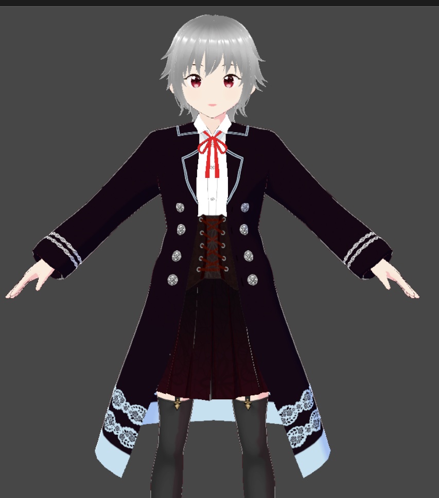 【Vroid正式版】ゴシック系のテクスチャ(コート・ブラウス・スカート・リボン)