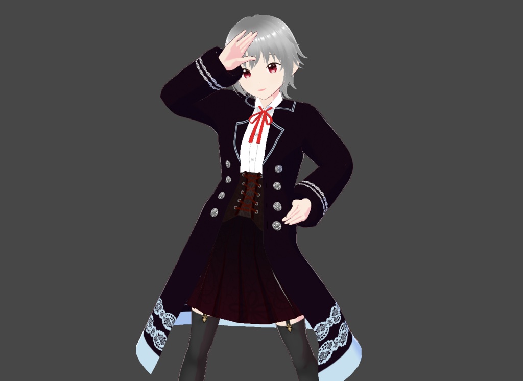 【Vroid正式版】ゴシック系のテクスチャ(コート・ブラウス・スカート・リボン)