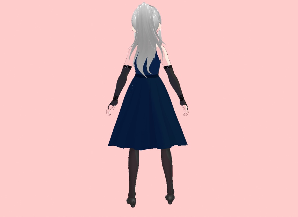 【Vroid正式版】パーティードレス 紺・白 【テクスチャ】