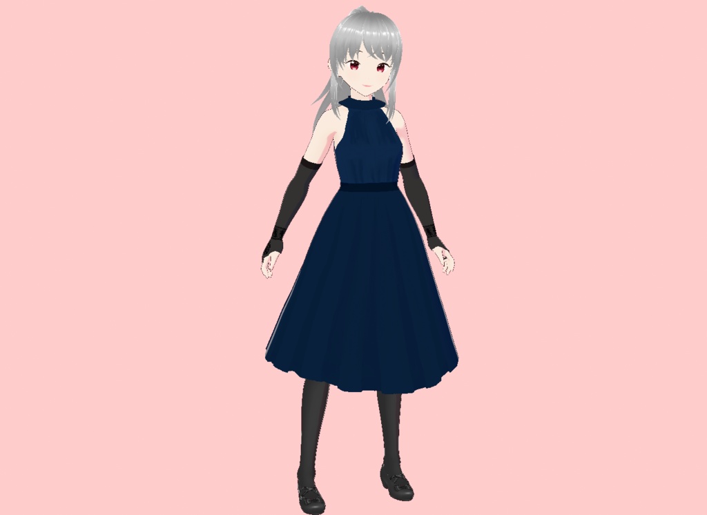 【Vroid正式版】パーティードレス 紺・白 【テクスチャ】