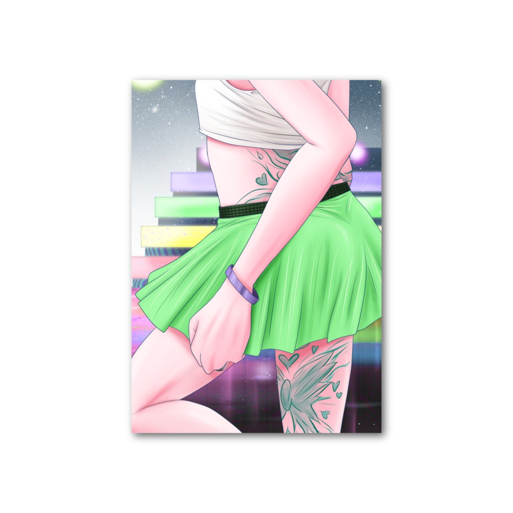 ハートのタトゥーとミニスカート　フォト風カード