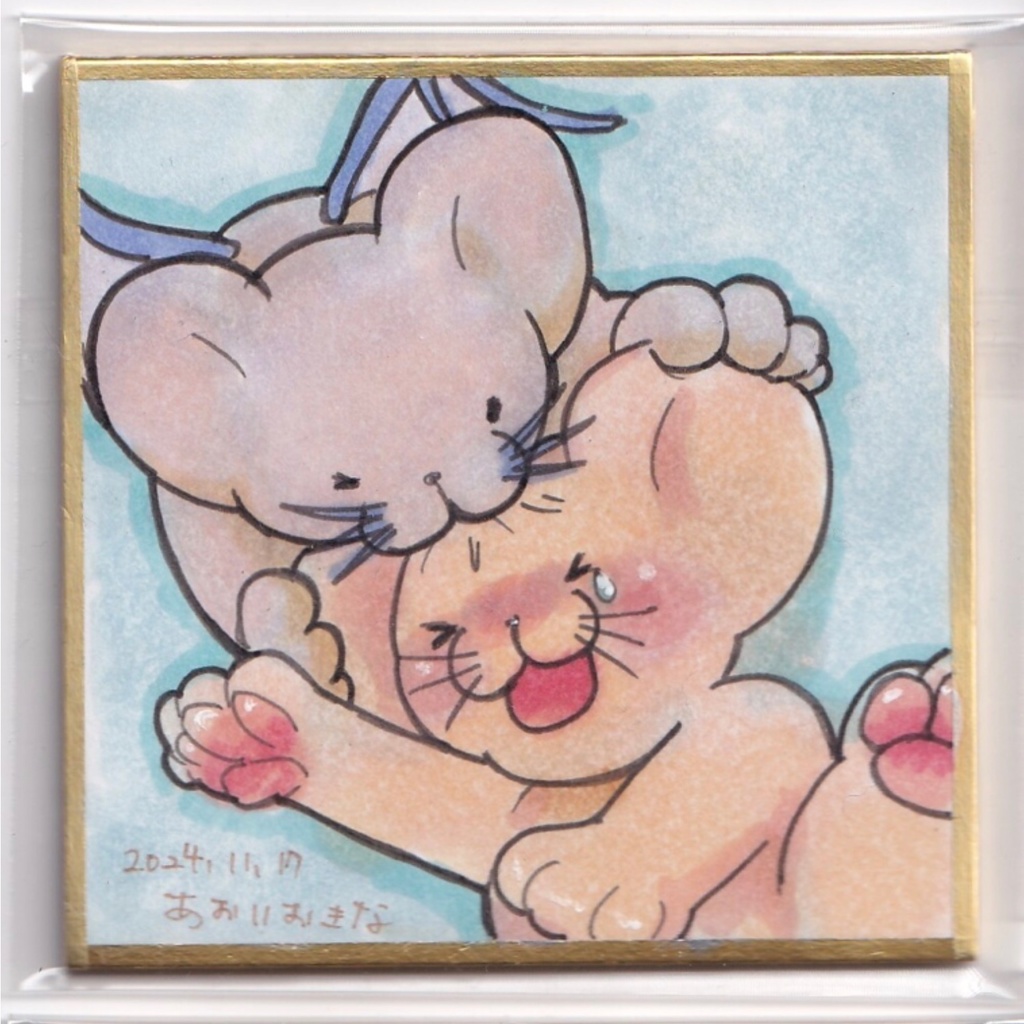 にゃんぱんとデビにょカミカミ色紙