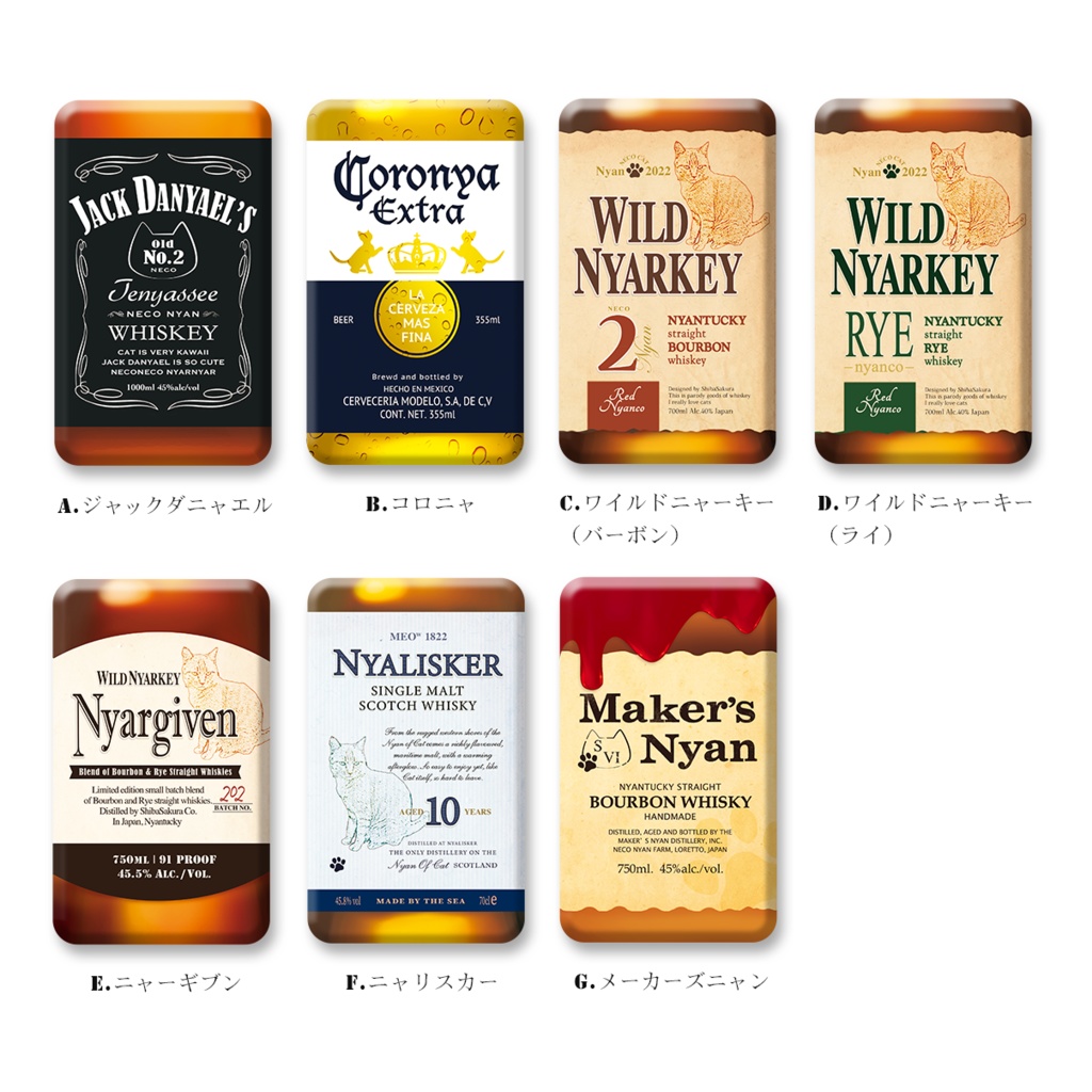 【7colors】ウイスキー&ビールにゃんこのモバイルバッテリー 猫 黒猫 メンズ 酒