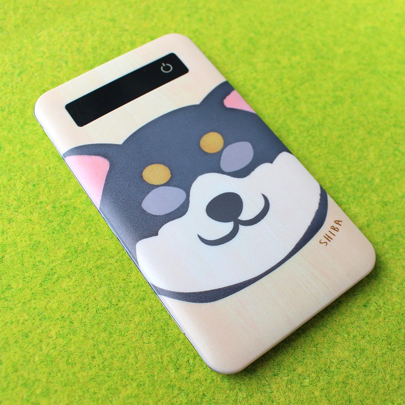 まんまる黒柴のモバイルバッテリー 犬 柴犬 充電器 黒柴