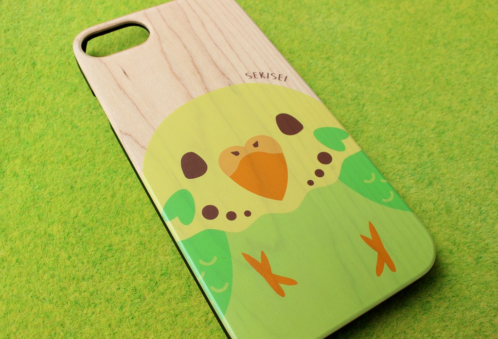 カラフルインコのウッドiphoneケース(セキセイインコ/黄) インコ 鳥 スマホケース