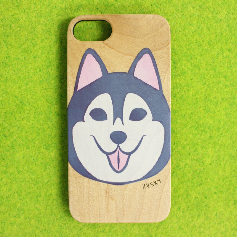 シベリアンハスキーのウッドiphoneケース スマホケース 犬 ハスキー