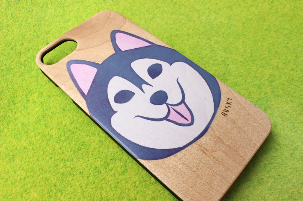 シベリアンハスキーのウッドiphoneケース スマホケース 犬 ハスキー