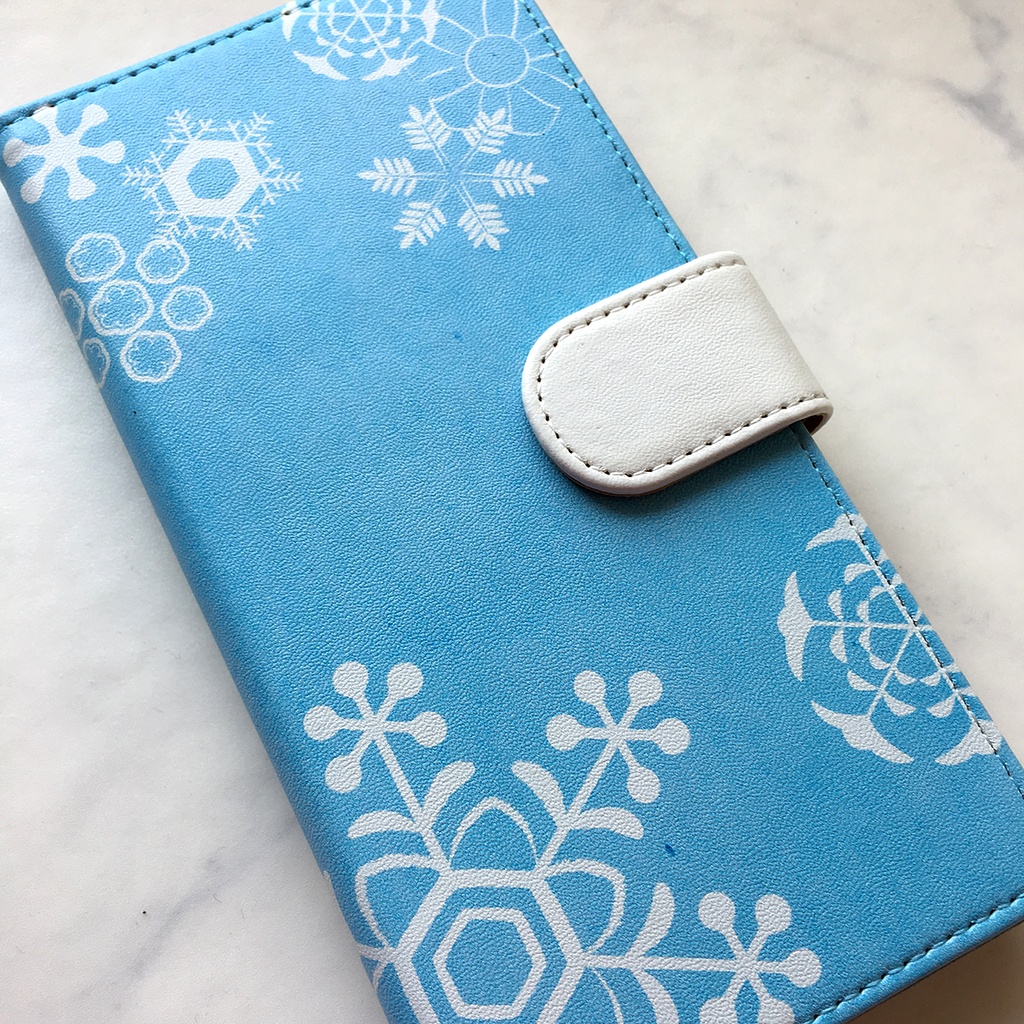 【和柄】雪輪文様の手帳型ケース(孔雀青) 全機種対応 手帳型 スマホケース iPhone17 air iphone14 iphone16e 雪 冬 iphone15