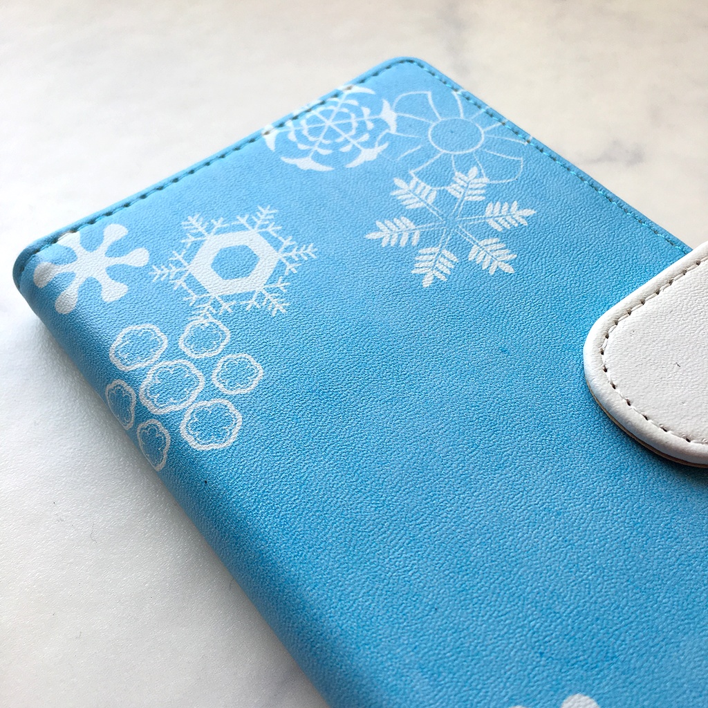 【和柄】雪輪文様の手帳型ケース(孔雀青) 全機種対応 手帳型 スマホケース iPhone17 air iphone14 iphone16e 雪 冬 iphone15
