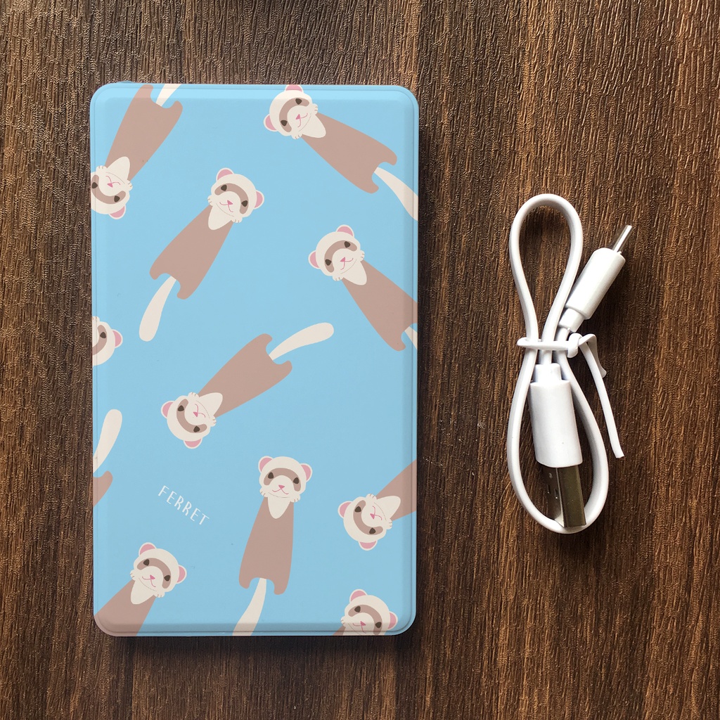 にょろにょろフェレットのモバイルバッテリー(ブルー)