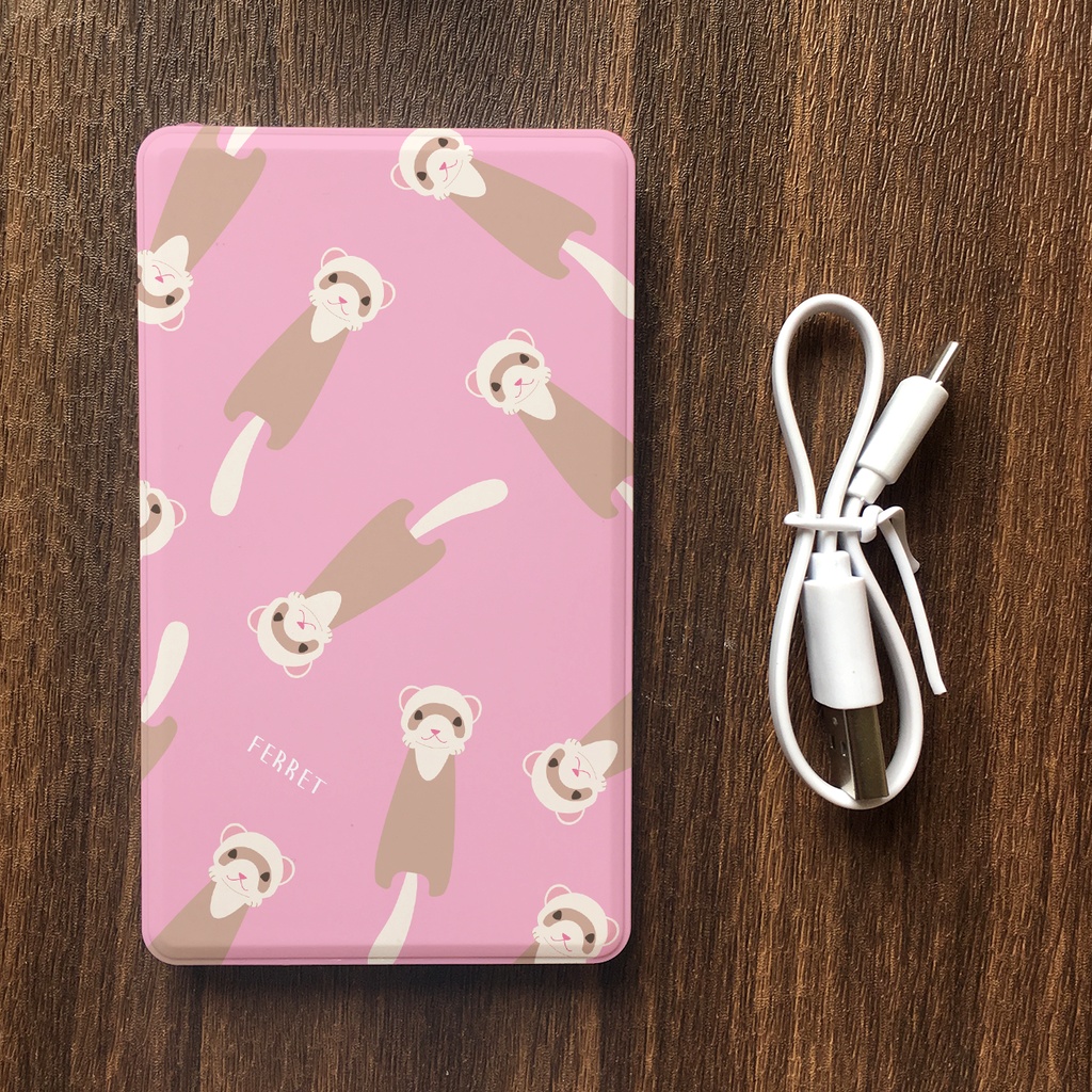 にょろにょろフェレットのモバイルバッテリー(ピンク)