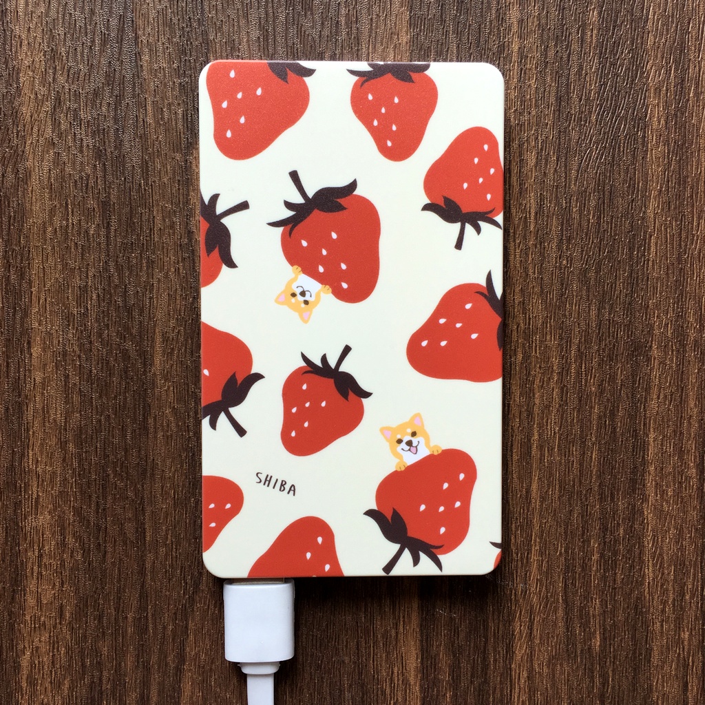 いちごが食べたい柴ちゃんのモバイルバッテリー(ワイン) 柴犬 犬 いちご 動物