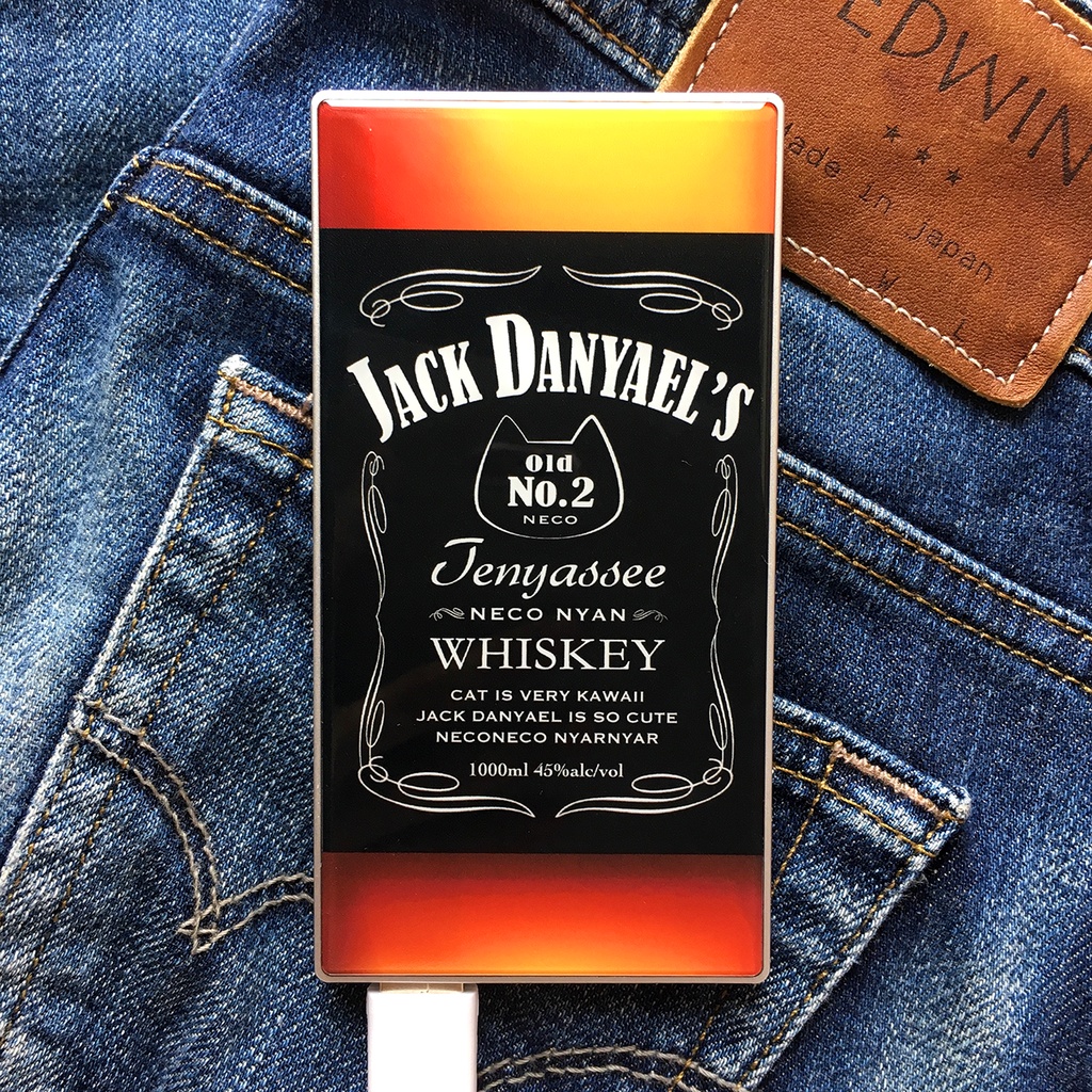 ウイスキーにゃんこのガラスモバイルバッテリー(ジャックダニャエル) 猫 メンズ