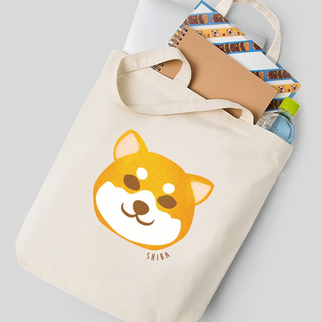 まんまる柴犬のトートバッグ  柴犬 お散歩バッグ 犬 動物 ランチトート