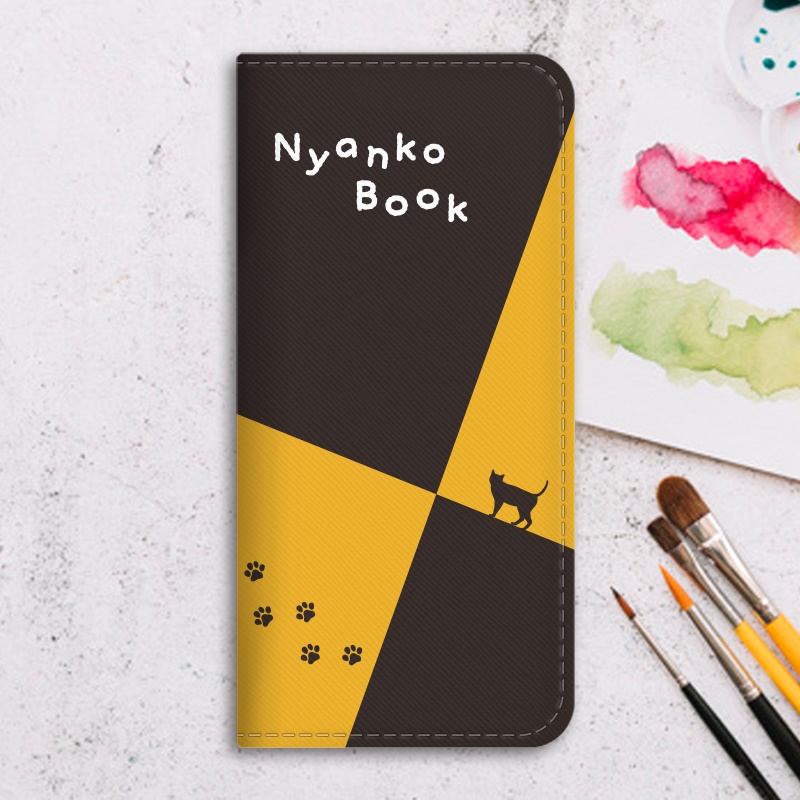 にゃんこスケッチブックの手帳型スマホケース iphone16e iPhone17 Air iphone14 iphone15 全機種対応 猫 黒猫 スマホケース