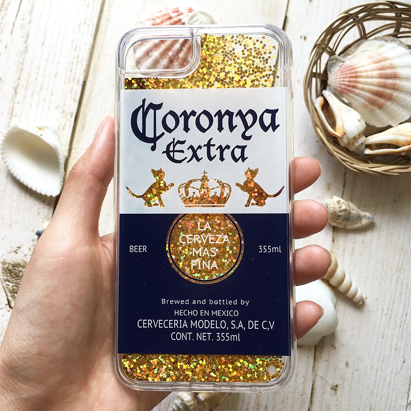 ビールにゃんこのグリッターケース(コロニャ) 猫 ビール スマホケース iphoneケース かわいい iphone14 iphone15 iphone17 air iPhone16e