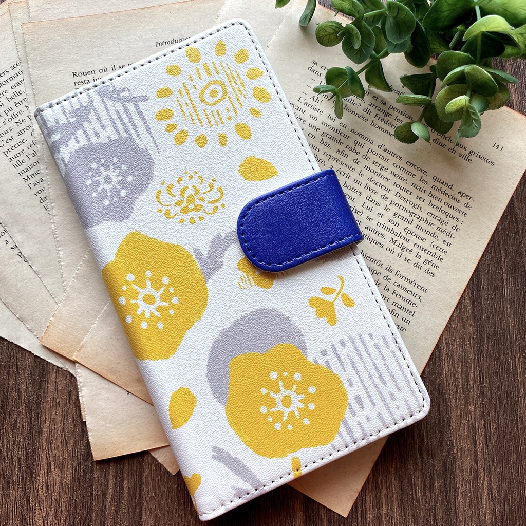 北欧風アネモネの手帳型スマホケース 全機種対応 手帳型 スマホケース iphone12 iphone13 花 アネモネ 北欧