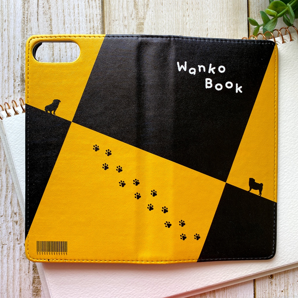 パグわんこスケッチブックの手帳型スマホケース iphone15 iPhone17 Air iphone14 iphone16e 全機種対応 犬 パグ