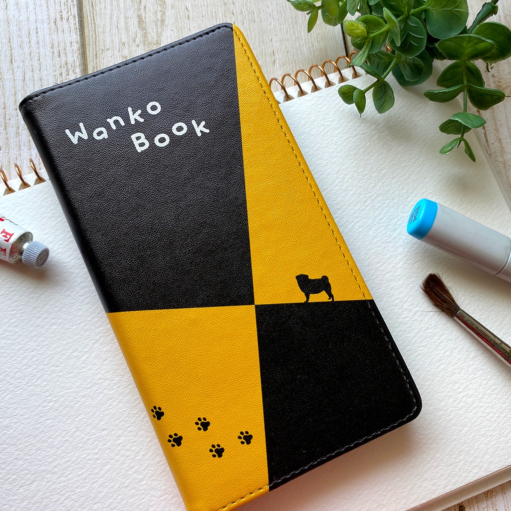 パグわんこスケッチブックの手帳型スマホケース iphone15 iPhone17 Air iphone14 iphone16e 全機種対応 犬 パグ