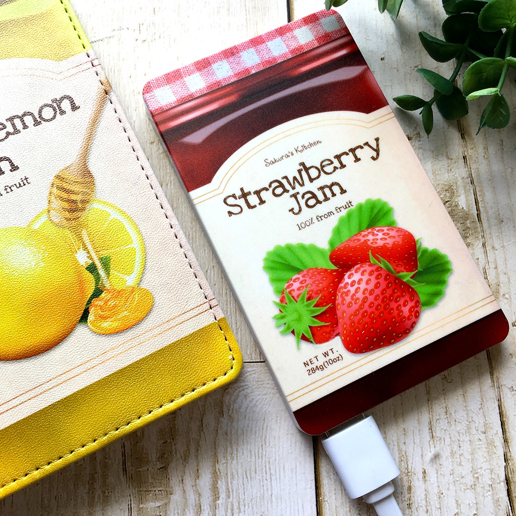 【5colors】フルーツジャムのモバイルバッテリー 充電器 いちご オレンジ レモン