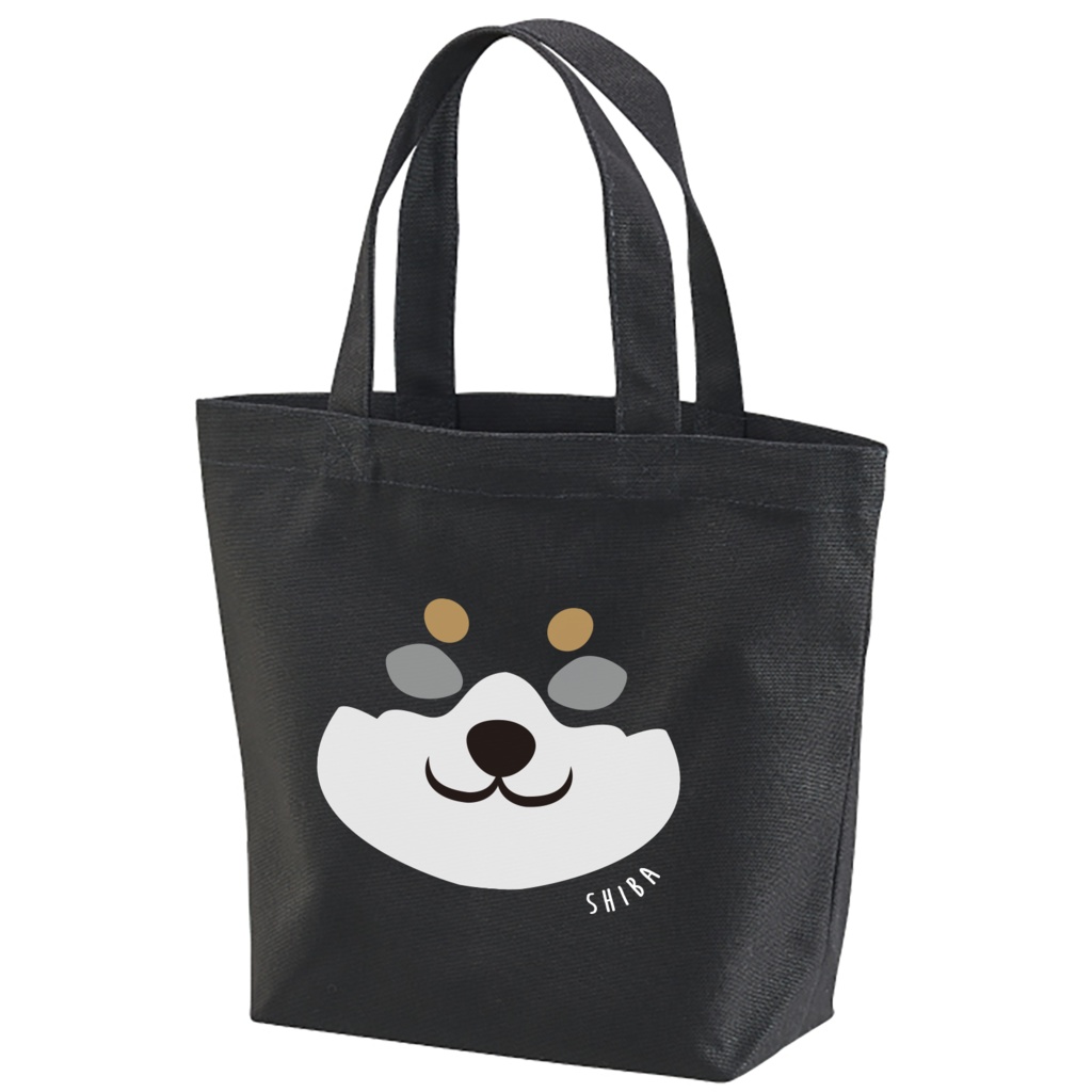 黒柴のお出かけトートバッグ 柴犬 お散歩バッグ 犬 動物 ランチトート