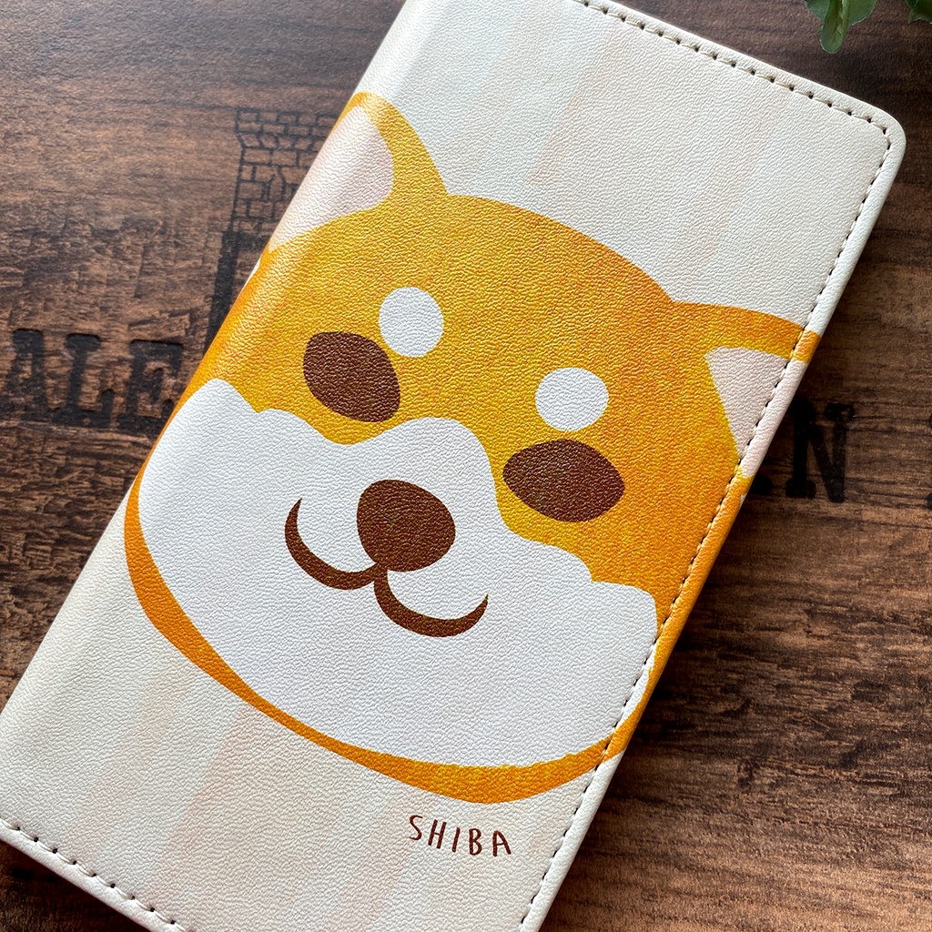 まんまる柴犬のウッド風スマホケース iphone16e iphone14 iphone15 全機種対応 犬 柴犬