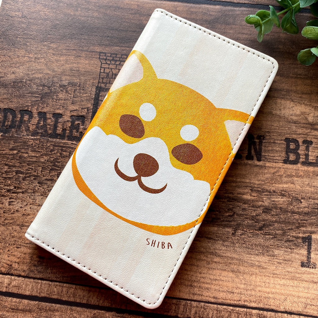 まんまる柴犬のウッド風スマホケース iphone16e iphone14 iphone15 全機種対応 犬 柴犬