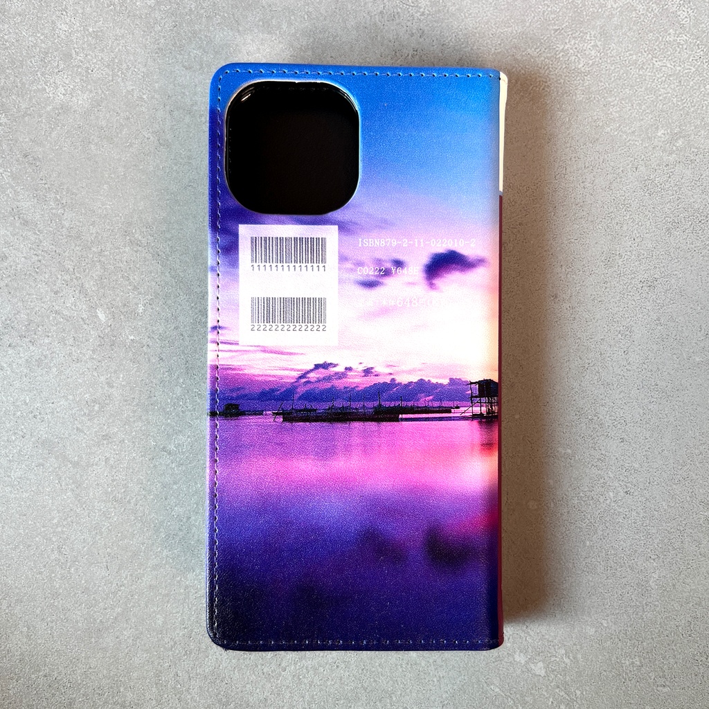 小説みたいな手帳型スマホケース(夕焼けと小舟) スマホケース iPhone17 Air iphone16e iphone14 iphone15 全機種対応