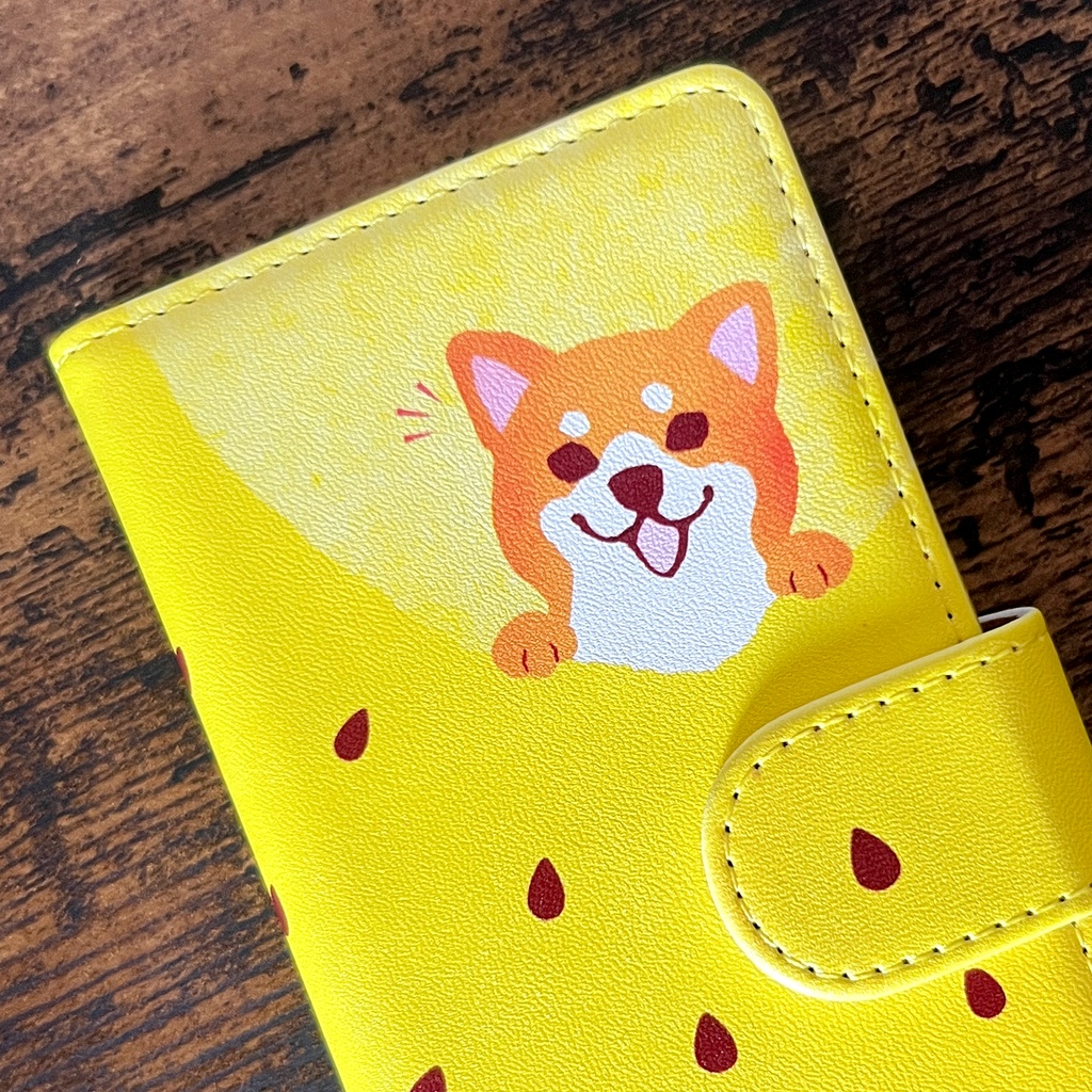 黄色いスイカが食べたい柴ちゃんのスマホケース 全機種対応 手帳型 iPhone17 air iphone14 iphone16e 犬 柴犬 夏 スイカ iphone15