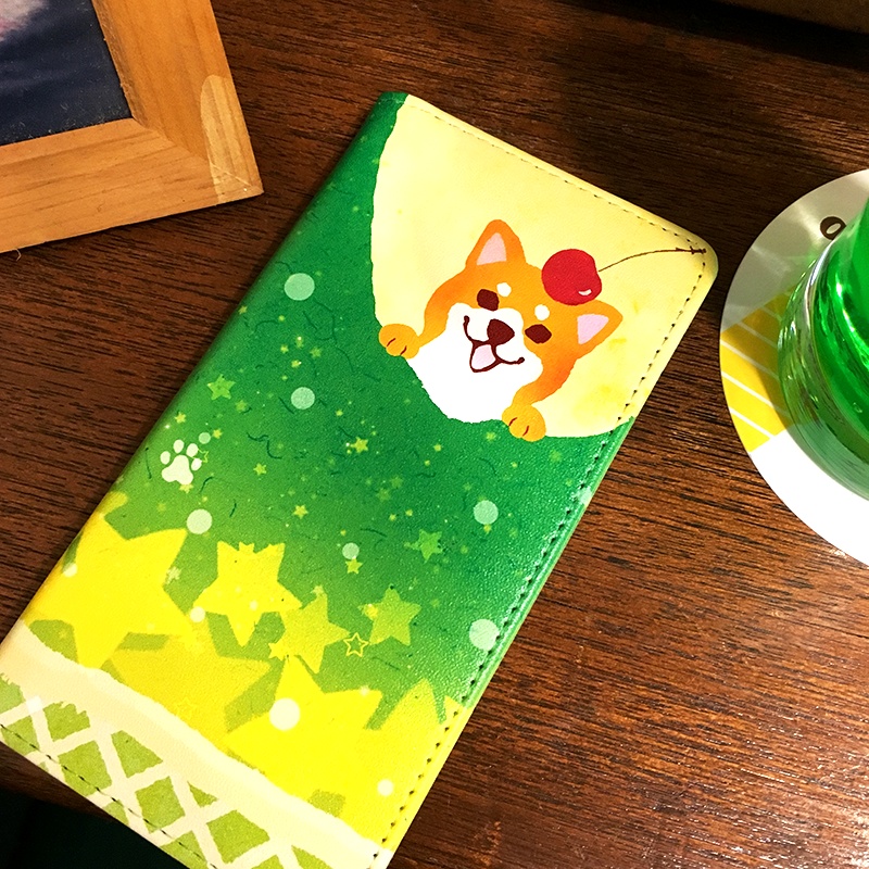 不思議なメロンソーダと柴ちゃんの手帳型ケース(黒柴) iphone16e iphone14 iphone15 全機種対応 犬 柴犬