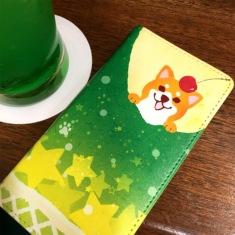 不思議なメロンソーダと柴ちゃんの手帳型ケース(赤柴) iphone16e iphone14 iphone15 全機種対応 犬 柴犬