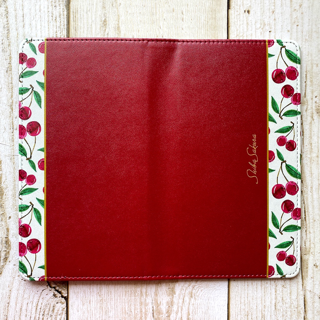 チェリーの手帳型スマホケース(レッド) iphone16e iphone14 iphone15 全機種対応 さくらんぼ チェリー スマホケース
