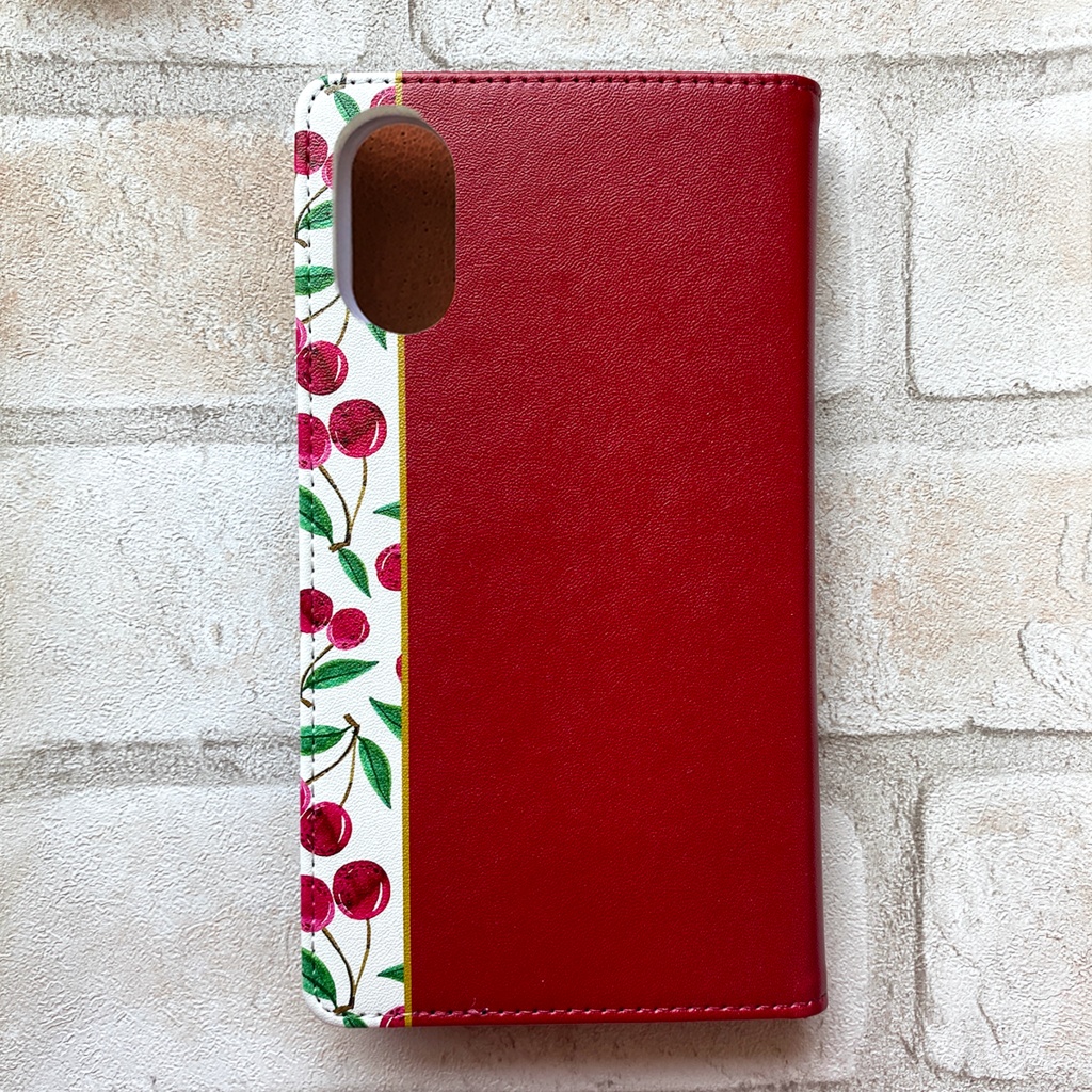 チェリーの手帳型スマホケース(レッド) iphone16e iphone14 iphone15 全機種対応 さくらんぼ チェリー スマホケース