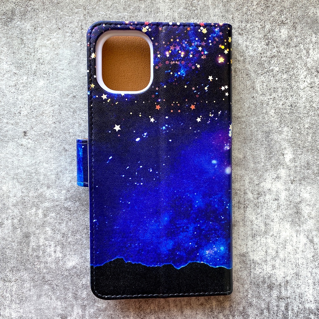 星空デートな猫の手帳型スマホケース 全機種対応 手帳型 スマホケース iPhone17 air iphone15 iphone16e 猫 黒猫 宇宙 銀河 星 iphone14