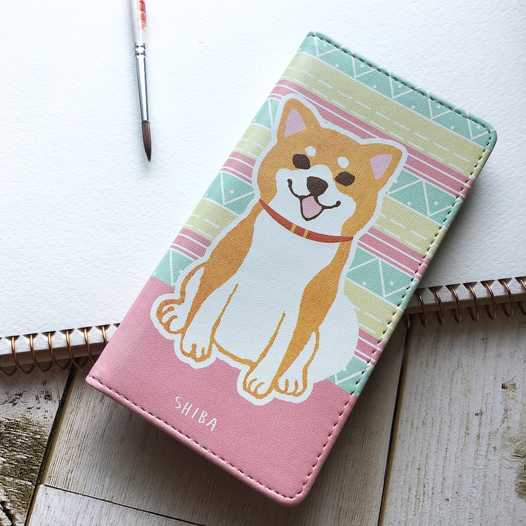 にっこり柴ちゃんのカラフル手帳型ケース iphone16 iphone14 iphone15 全機種対応 犬 柴犬